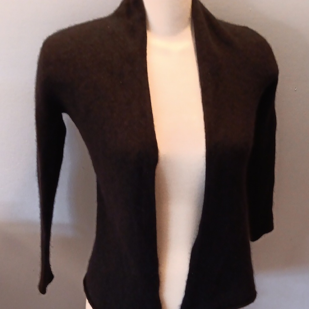 Incashmere Black Open-Front cardigan